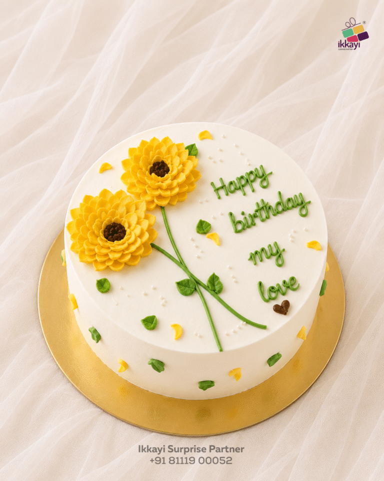 cake design with flower and leafs