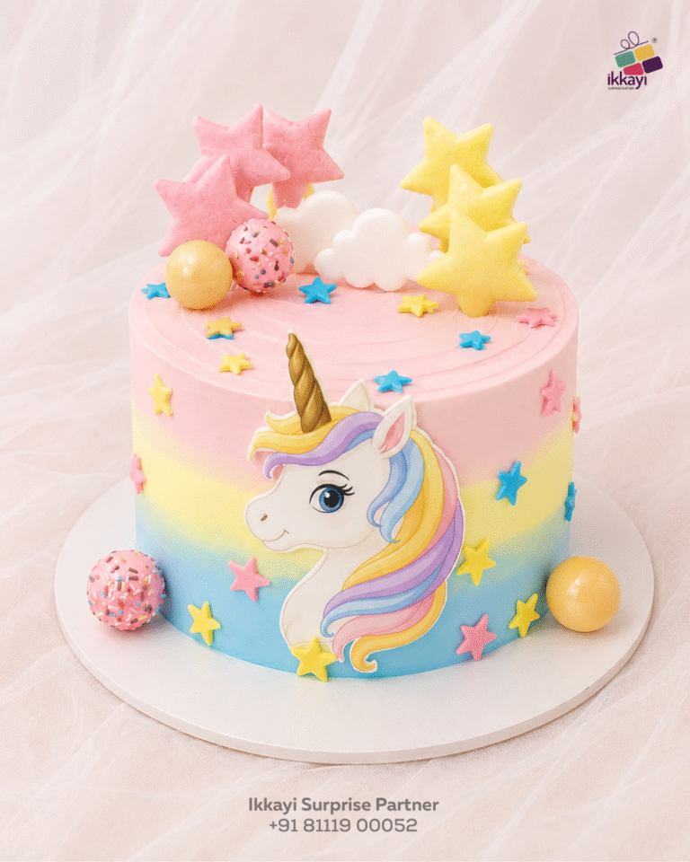 surprise birthday cake on unicorn shape
